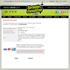 Credit Card Info Page