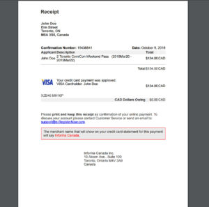 Receipt - Printed Version