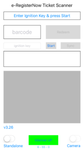 e-RegisterNow Ticket Scanner - Screen 1