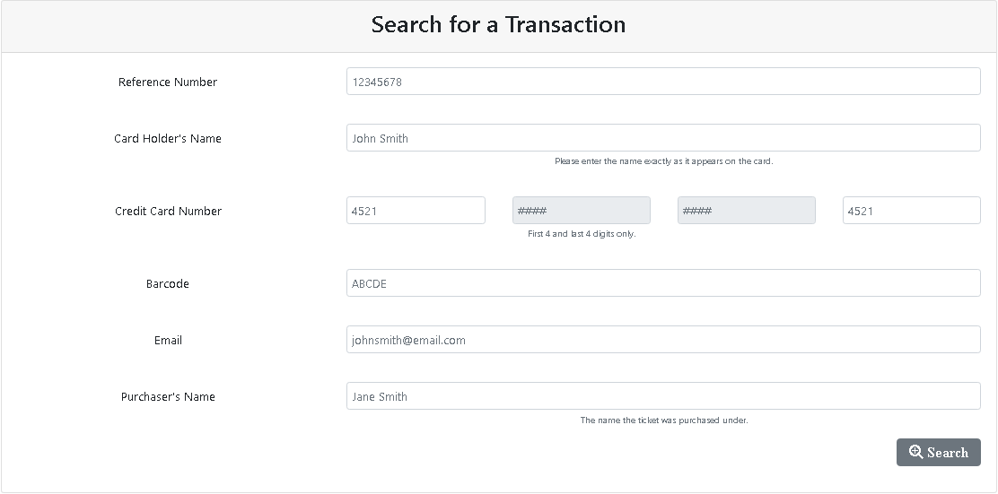 Search for a Transaction